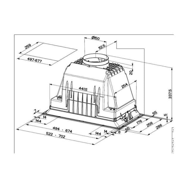 Filtergrupp - FABER - INCA PLUS 520 IX - 2 aluminiumfettfilter - LED 2 x 1 W - 3 hastigheter