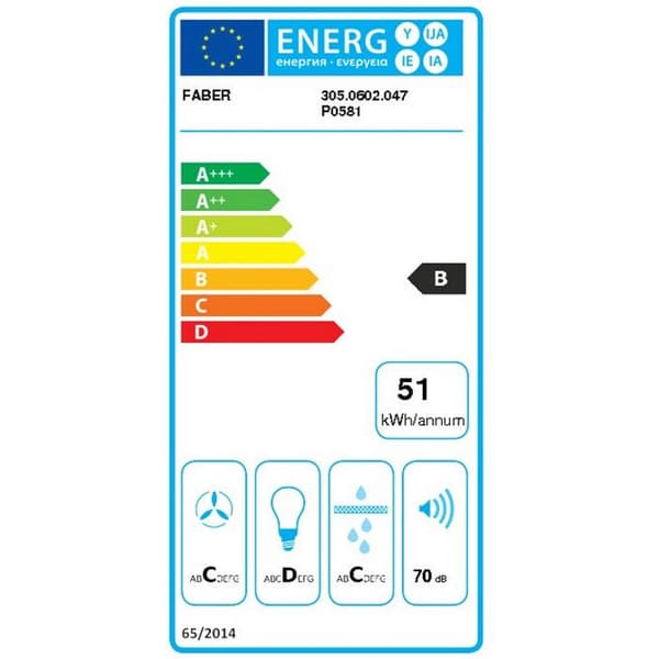 Filtergrupp - FABER - INCA PLUS 520 IX - 2 aluminiumfettfilter - LED 2 x 1 W - 3 hastigheter