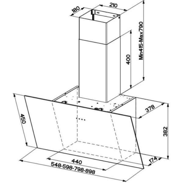 Faber Hotte dekorativ lutande 55cm 700m3/h svart - 5476140