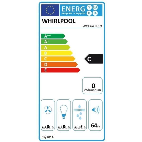Integrerbar köksfläkt - WHIRLPOOL - WCT64FLSX - 59,5 x 56,4 x 13,2 cm - Rostfritt stål