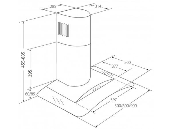 Akpo WK-4 Largo Eco, 450 m³/t, Ducted/Resirkulerende, 51 dB, 61 dB, Veggmonterbar, Sort