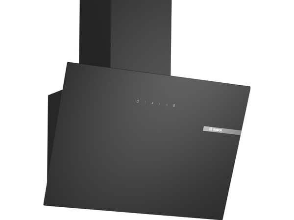 Bosch Serie | 2 DWK65DK60 - Kåpa - vinklad skorsten - bredd: 59 cm - djup: 32.5 cm - utsug och återcirkulering (-) - svart glas