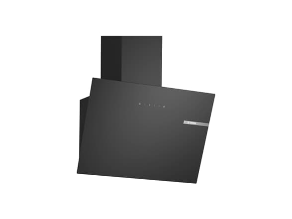 Bosch Serie | 2 DWK65DK60 - Kåpa - vinklad skorsten - bredd: 59 cm - djup: 32.5 cm - utsug och återcirkulering (-) - svart glas