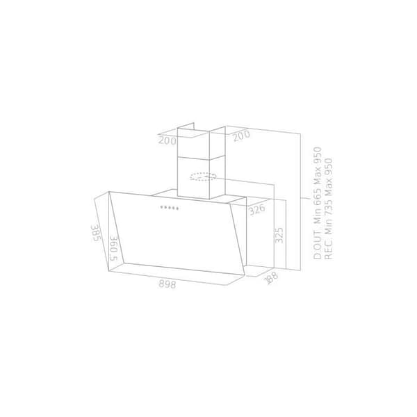 CONTINENTAL EDISON CEHD9065B svart dekorativ huva - L90 cm
