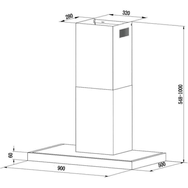 CIARRA Fläktkåpa 90cm Wi-Fi Connected and Touch 650 m3/h 4 hastigheter Booster Klass A+++ Rostfritt stål Väggmonterad köksfläkt
