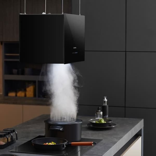 CIARRA A+++ Island Recycling Hood 48cm 700M3/H Wi-Fi &amp; Touch Silent Booster LED-skärm 2st Active Filter Black