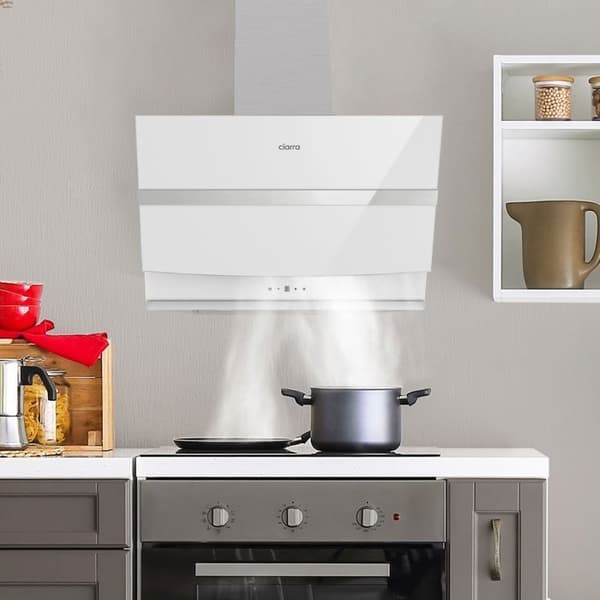 CIARRA Lutande huva 60 cm Wi-Fi ansluten Booster 4 hastigheter 650 m3/h Klass A+++ Huva Touchknapp Vit