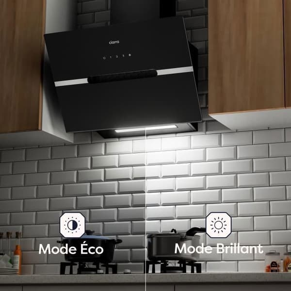 CIARRA Touch Extractor Huv 60cm APP Kontroll 650 m3/h 4 Speeds Booster 58dB Recycling Black