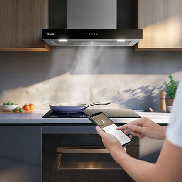 CIARRA Fläktkåpa 60 cm Wi-Fi ansluten Klass A+++ 650 m3/h 4 hastigheter Booster Pekskärm Köksfläkt rostfritt stål