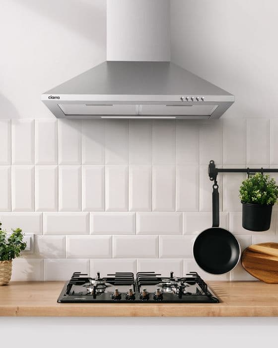 CIARRA dekorativ huva 60cm A++ 2st Kolfilter 370m³/h Återvinning eller evakuering 3 hastigheter INOX