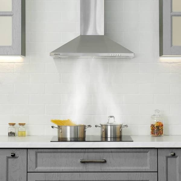 CIARRA dekorativ huva 60cm A++ 2st Kolfilter 370m³/h Återvinning eller evakuering 3 hastigheter INOX