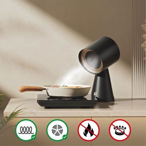 CIARRA Mini Bärbar Huva 36W för RV Grill 3600RPM MAX Köksfläkt Svart