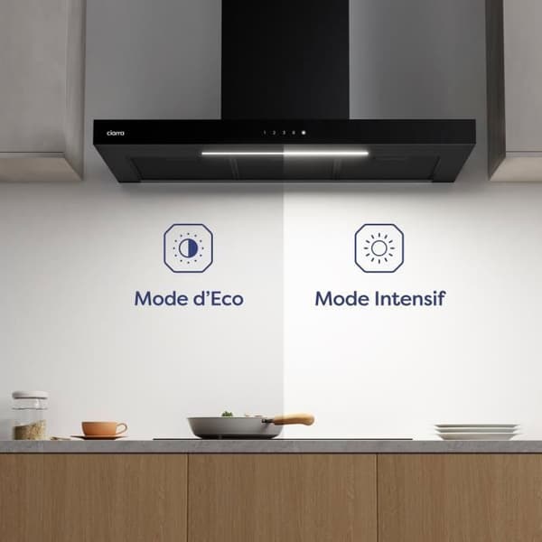 CIARRA Fläktkåpa 90 cm Wi-Fi ansluten pekknapp A+++ 650m3/h Booster 59dB Svart