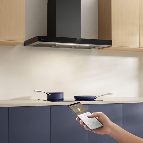 CIARRA Fläktkåpa 90 cm Wi-Fi ansluten pekknapp A+++ 650m3/h Booster 59dB Svart