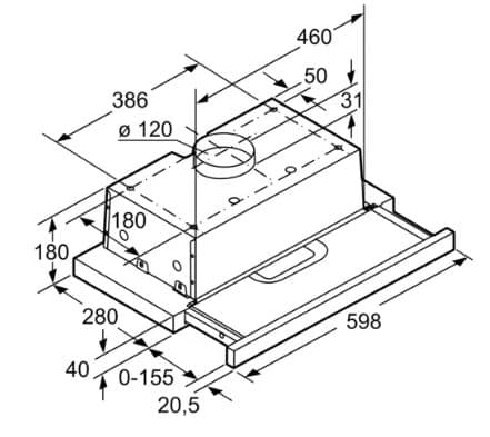 Bosch Serie 4 DFT63AC50 cooker hood Semi built-in (pull out) Silver 360 m³/h