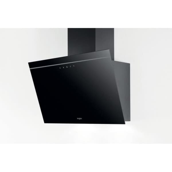 Dekorativ köksfläkt - WHIRLPOOL AKR62FLTK - Bredd 60 cm - Utsug/återvinning - 71 dB - 4 hastigheter + booster - Svart glas