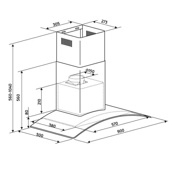 Orbegozo Dekorativ Huva Ds 61190 In 90 Cm