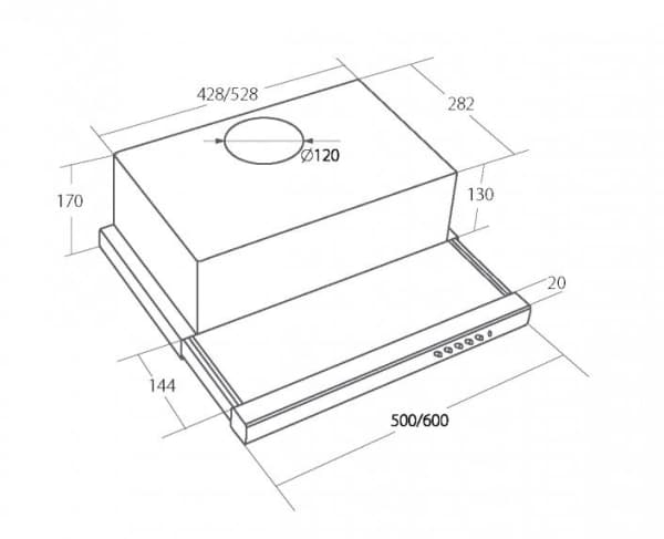 Akpo WK-7 Light Eco 60 Ventilationshætte monteret i kabinet Inox