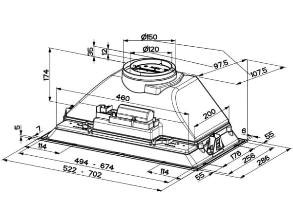 FABER S.p.A. Inka ICH SS A70, 390 m³/t, eksos/resirkulering, C, A, C, 70 dB