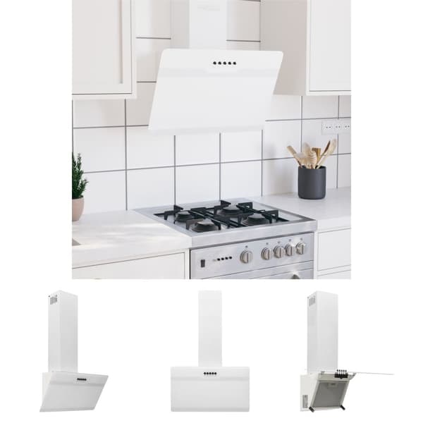 The Living Store Köksfläkt 60 cm stål och härdat glas vit -  Köksfläktar
