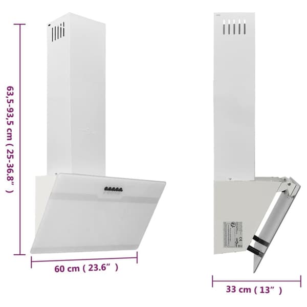 Köksfläktar - Living Köksfläkt 60 cm stål och härdat glas vit
