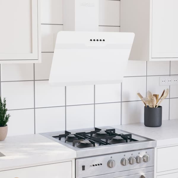 Köksfläktar - Living Köksfläkt 60 cm stål och härdat glas vit