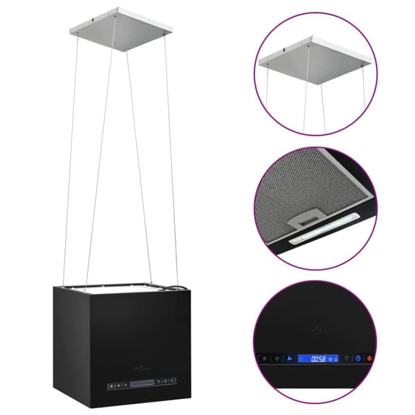 Köksfläktar - Living Hängande köksfläkt touchsensor LCD 37 cm pulverlackerat stål