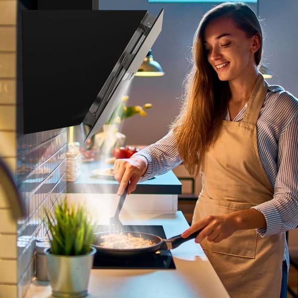 CIARRA Fläktkåpa 90cm A+++ 650m3/h Booster 4 hastigheter Touchknapp Köksfläkt Svart
