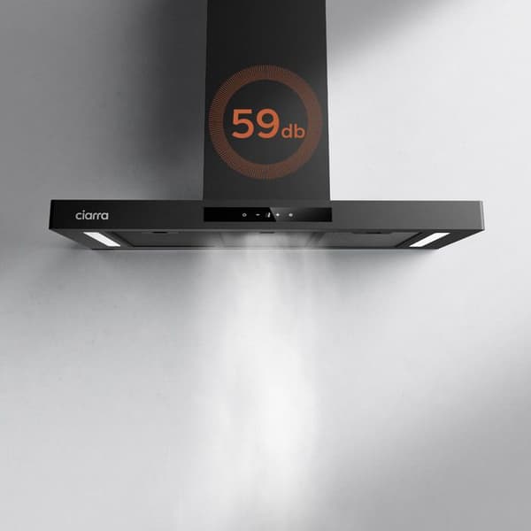 CIARRA Kåpa A+++ 90 cm Wi-Fi-kontroll 4 hastigheter 650m3/h Booster Silent Black - CD9102B-P