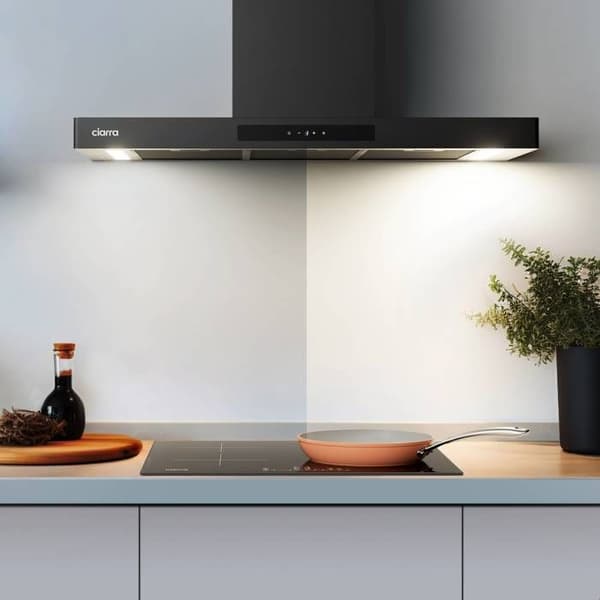 CIARRA Kåpa A+++ 90 cm Wi-Fi-kontroll 4 hastigheter 650m3/h Booster Silent Black - CD9102B-P