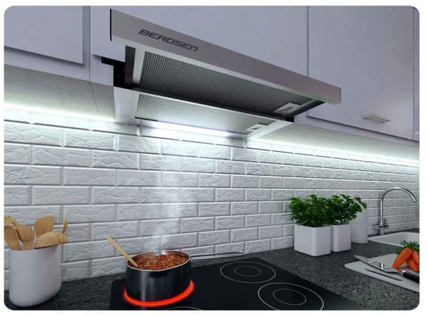 Teleskopisk köksfläkt 50x16 cm - Rostfritt stål - Utdragbar