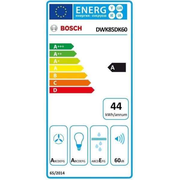 Väggdekor huva - BOSCH SER2 - DWK85DK60 Svart - L: 790 mm x D: 325 mm