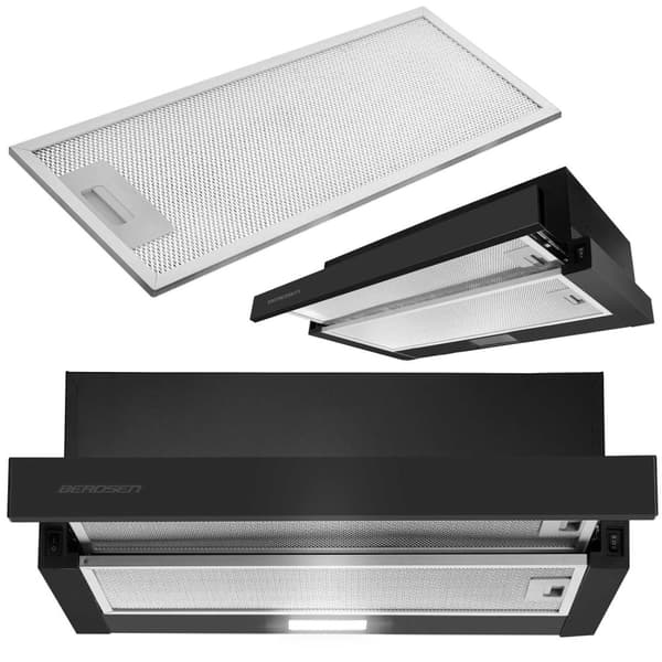 Teleskopisk köksfläkt 50cm svart BT-234