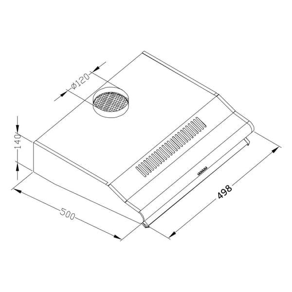 Underskabs emhætte - 50 cm absorber Berdsen BE-10-A hvid