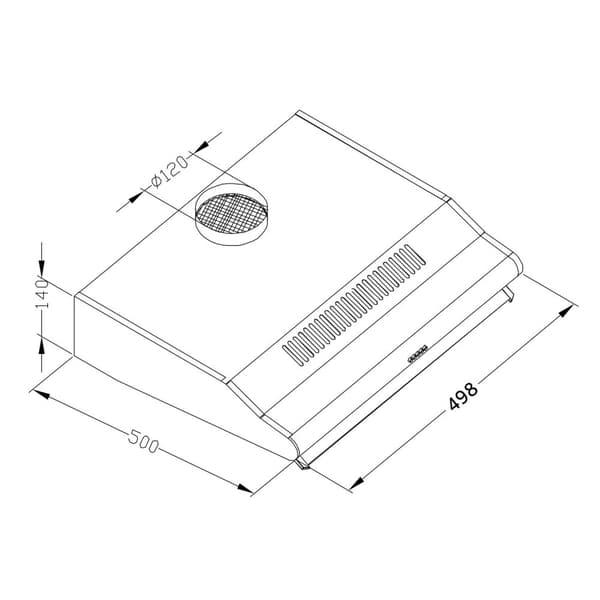 Underskab emhætte - 50 cm absorber Berdsen BE-10-A INOX