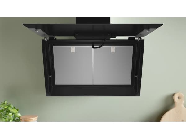 Bosch Serie | 6 DWK81AN60 - Panser - skorsteinvinklet - bredde: 79 cm - dybde: 43.3 cm - ekstraksjon og resirkulasjon (-) - svart