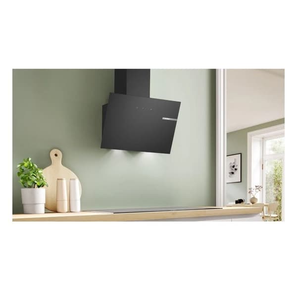 Bosch Dekorativ lutande huva 60cm 550m3/h svart - DWK65DK60