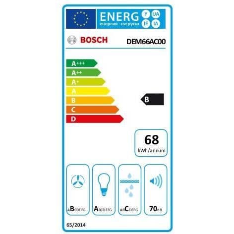 BOSCH DEM66AC00 infällbar huva - L 60 cm - Silver - Evakuering / Återvinning - 625 m³ / h - 70 dB - 3 sughastigheter