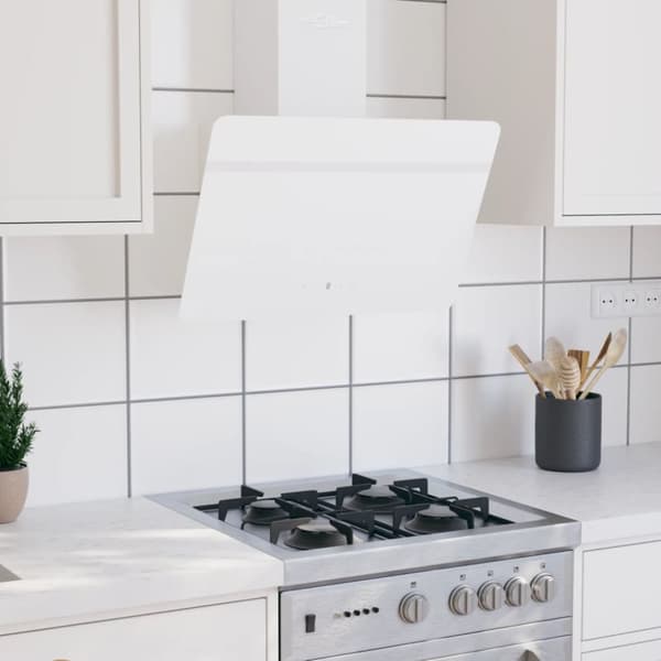 Köksfläkt 60 cm stål och härdat glas vit