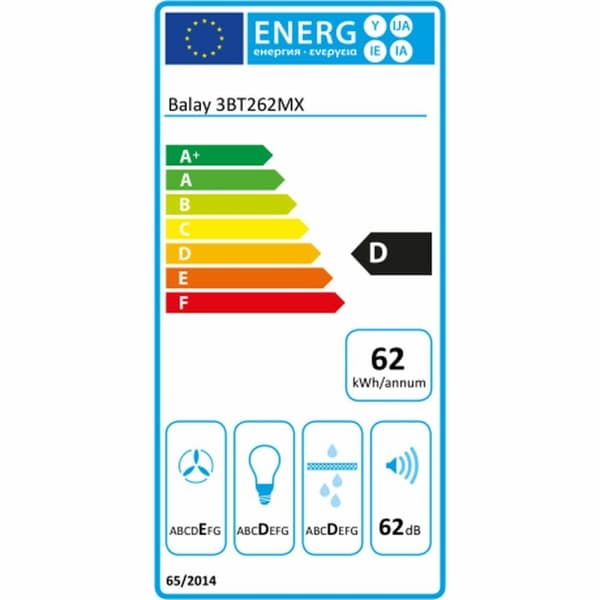 Köksfläkt Balay 3BT262MX 60 cm 300 m³/h 115W D Stål