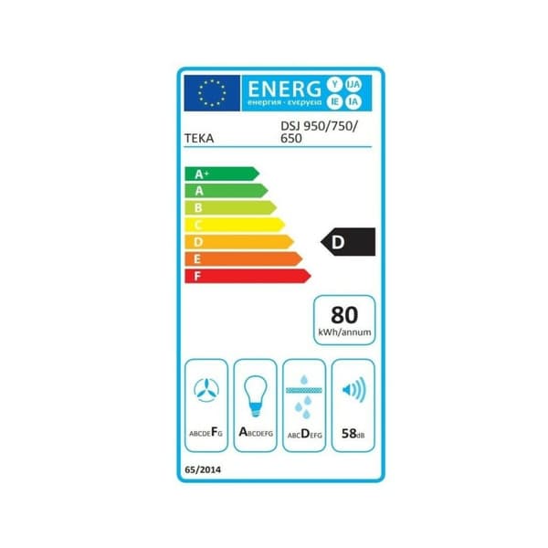Konventionell fläkt Teka 8421152157299 70 cm 380 m³/h E Silvrig Stål
