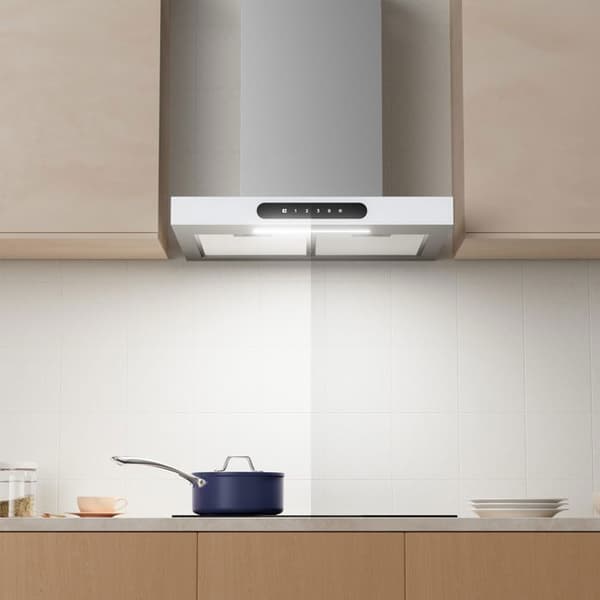 CIARRA Connected Hood 60cm Flash Touch Panel 650m3/h 4 Speeds Booster 2st Kolfilter Klassificerat A+++ Vitt glas och rostfritt stål