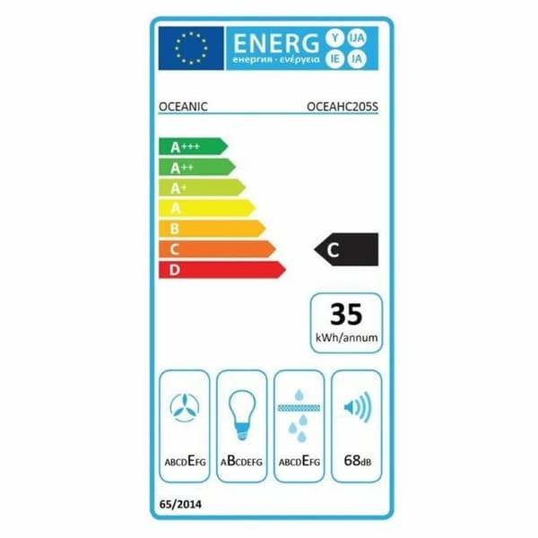 Konventions-emhætte Oceanic OCEAHC205S Grå 205 m3/h