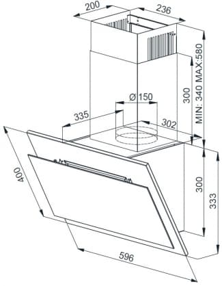 Moderne kjøkkenhette HCA63420B, Beko