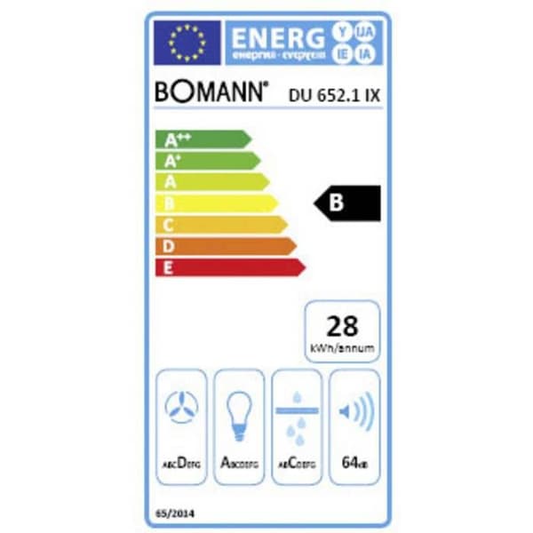 Köksfläkt - Bomann - DU 652.1 inox - 60 cm - 3 effektlägen - LED-ljus