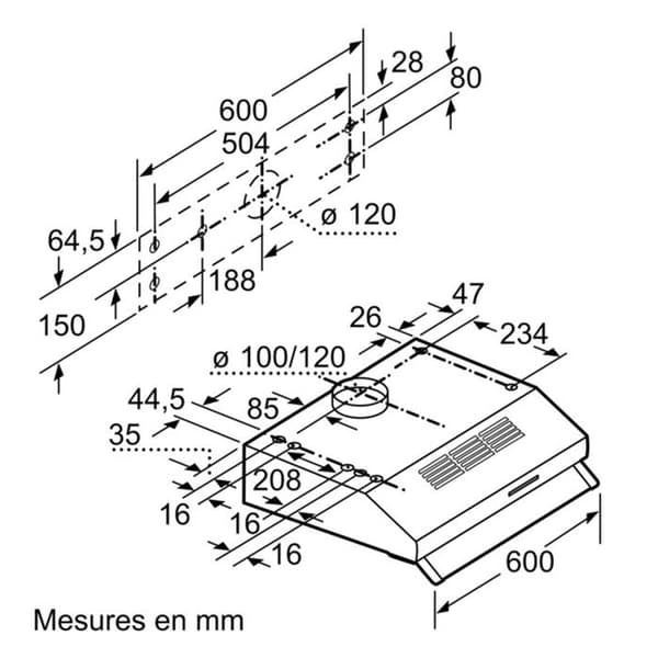 Siemens Klassisk fläkt 60 cm 350m³/h rostfri - lu63lcc50