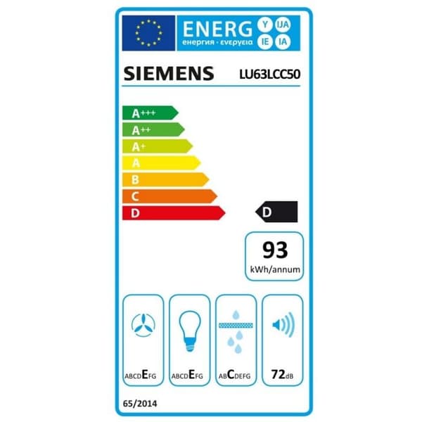 Siemens Klassisk fläkt 60 cm 350m³/h rostfri - lu63lcc50