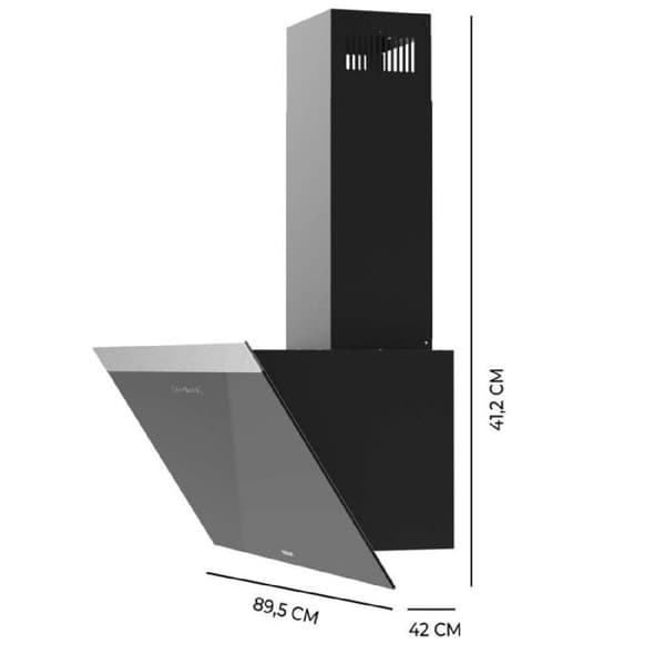Hood Aspirant - Bolero - Flux DT 906500 - Svart glas - 90 cm - 650 m³/h