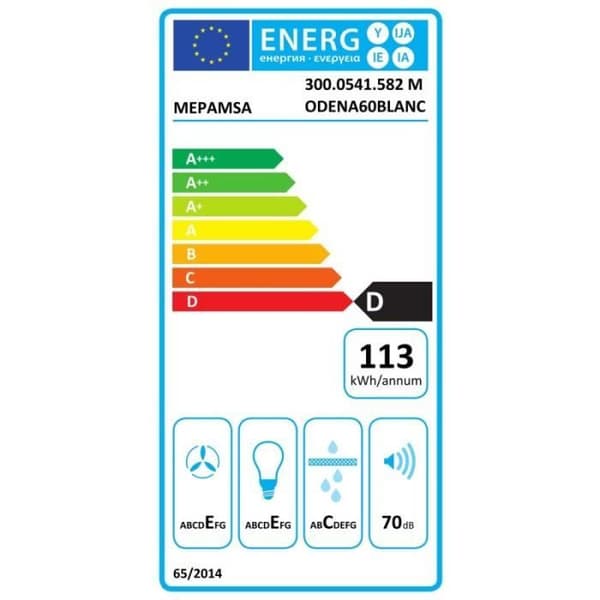 Standard huva MEPAMSA MODENA 60 V3 Svart 480 m3/h - MEPAMSA märke - Huvudfärg: Svart