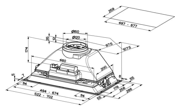 FABER S.p.A. Inka Smart C LG A52, 335 m³/t, Ducted/Resirkulerende, D, D, C, 66 dB